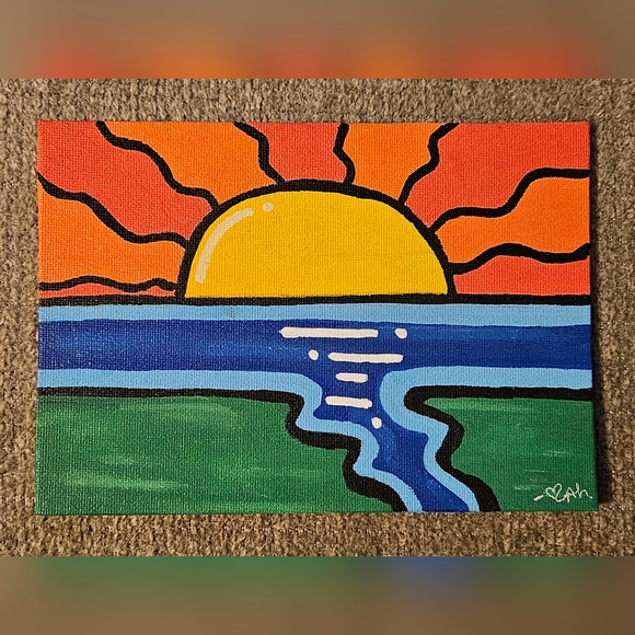 Handmade Other - Vibrant Sunset Canvas Art